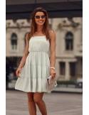 Dress with thin straps and ruffles, mint PR3214 - Online store - Boutique